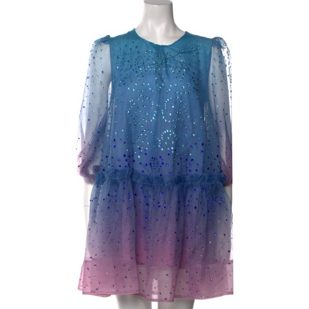Cynthia Rowley Crystal Gradient Organza Mini Dress